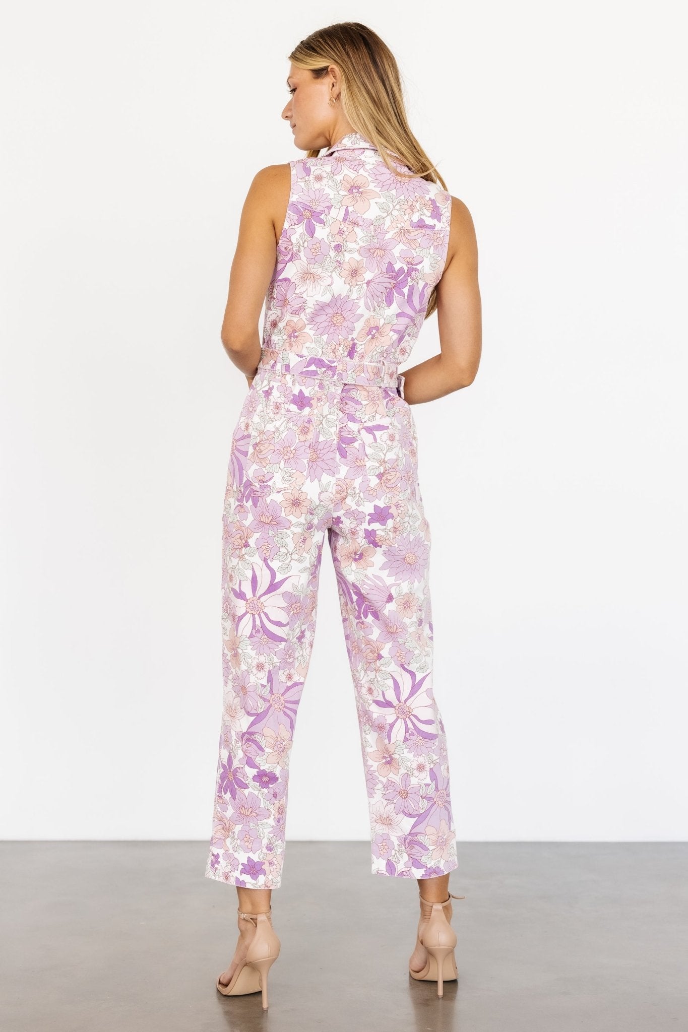 JoJo Sleeveless Jumpsuit | Purple Floral