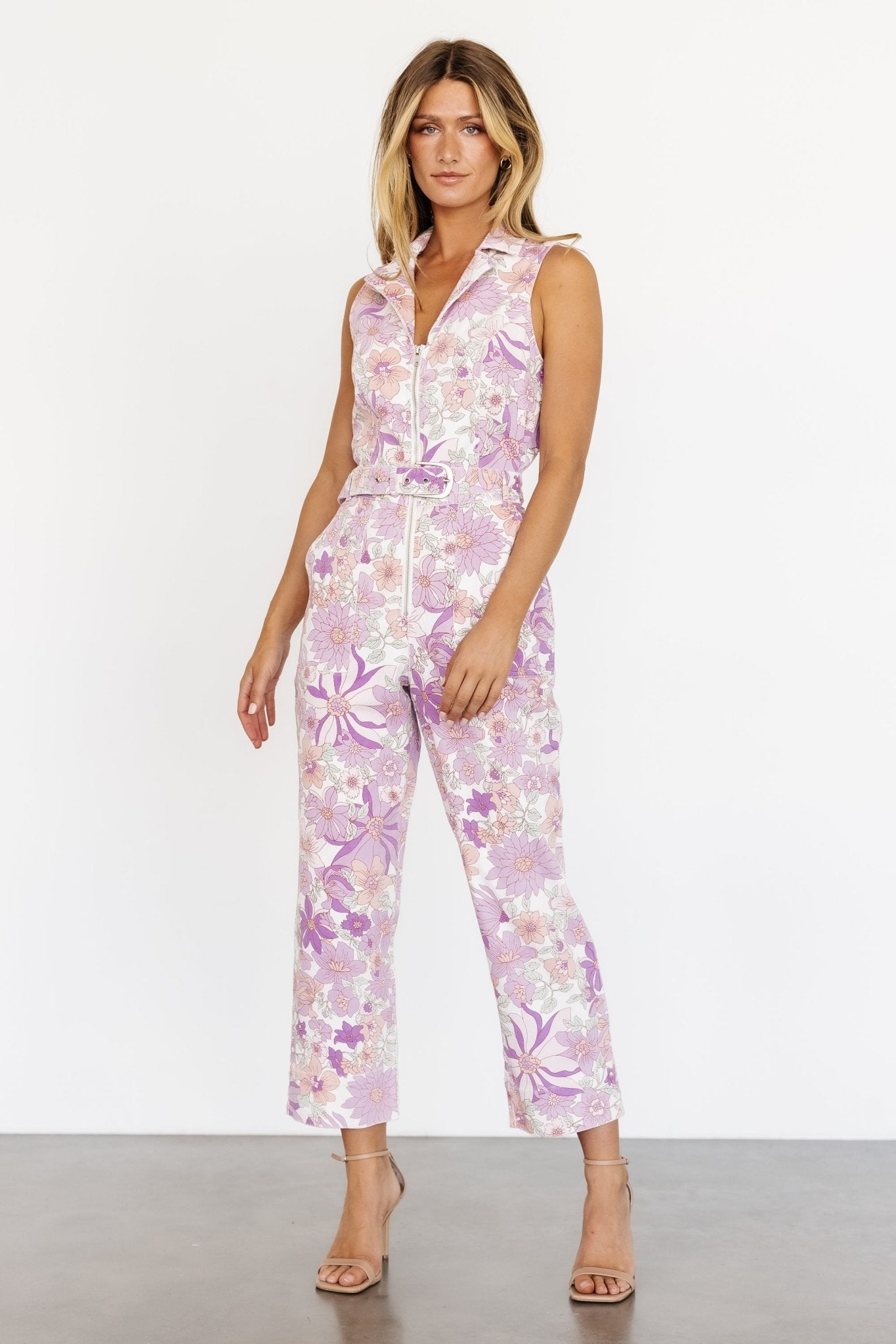 JoJo Sleeveless Jumpsuit | Purple Floral