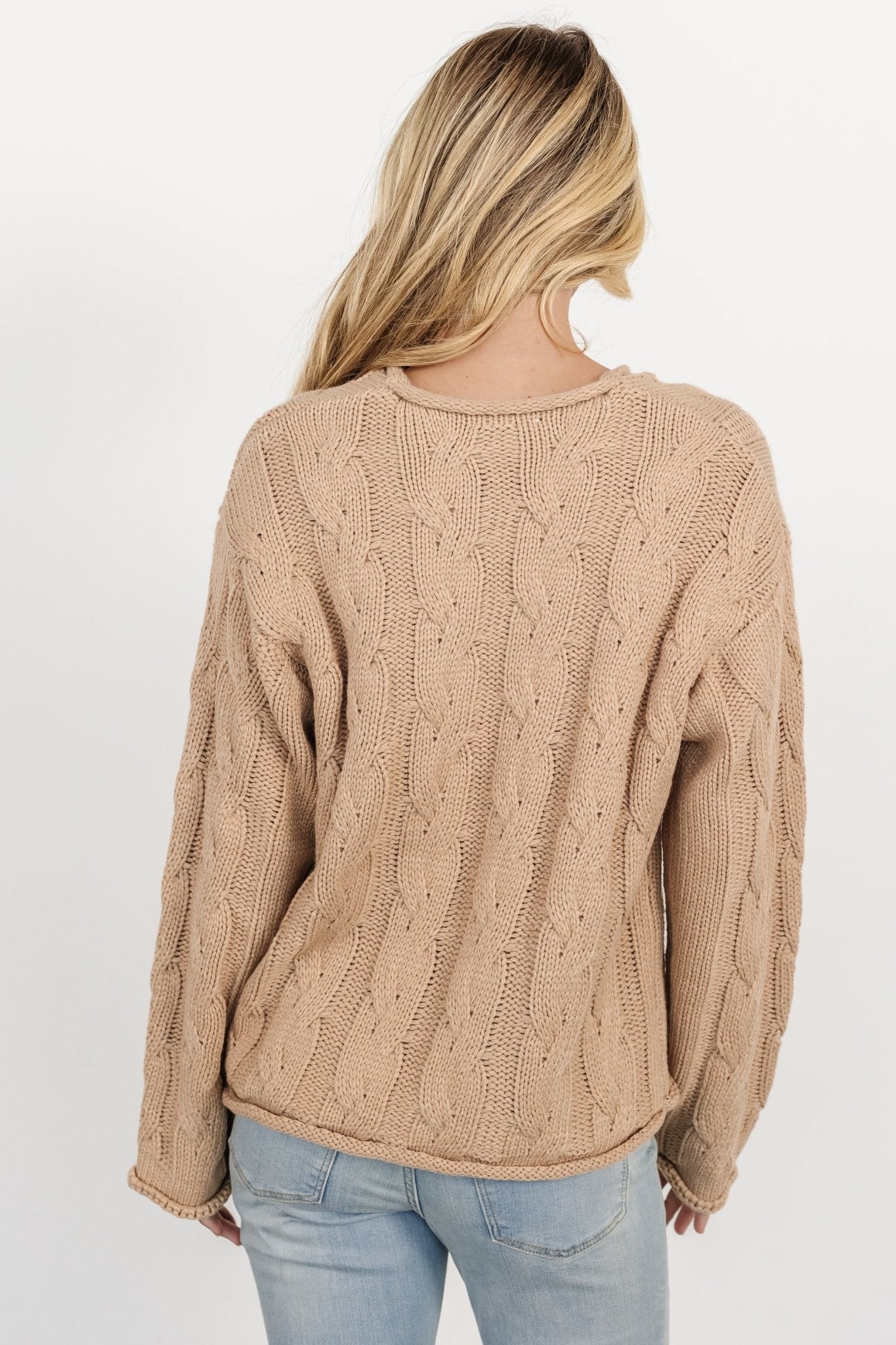 Jordan Cable Knit Sweater | Taupe