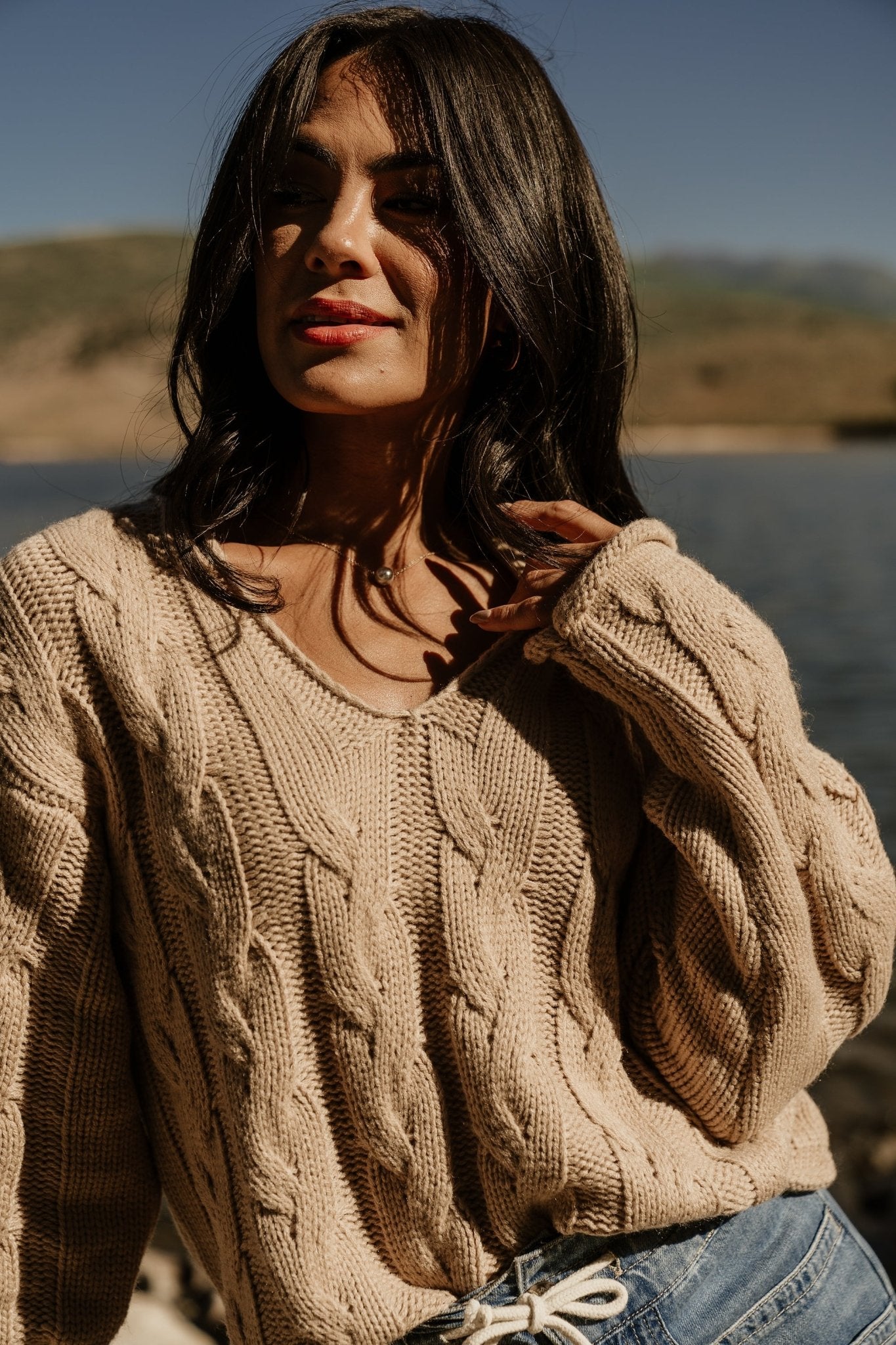 Jordan Cable Knit Sweater | Taupe