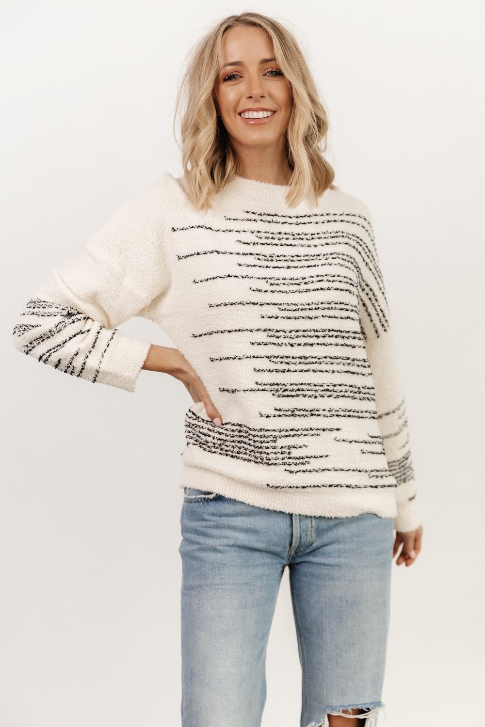 Jubes Geo Sweater | Black + Cream