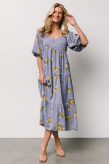 Judith Dress | Blue + Golden Floral