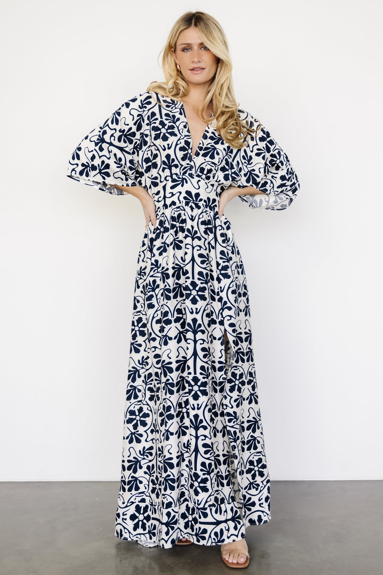 Juna Kimono Maxi Dress | Navy Print