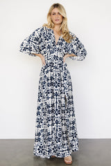 Juna Kimono Maxi Dress | Navy Print