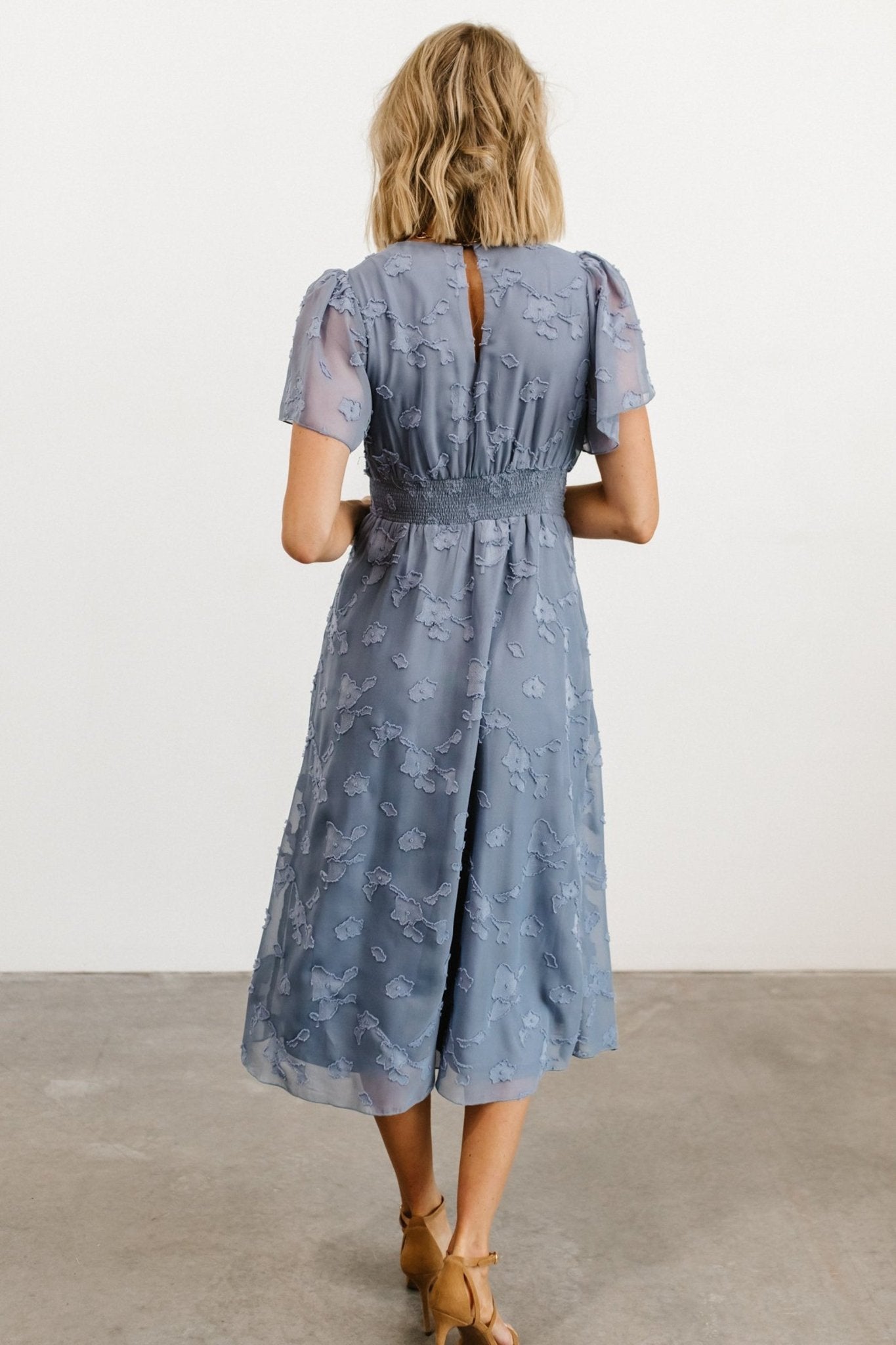 June Smocked Midi Dress | Blue