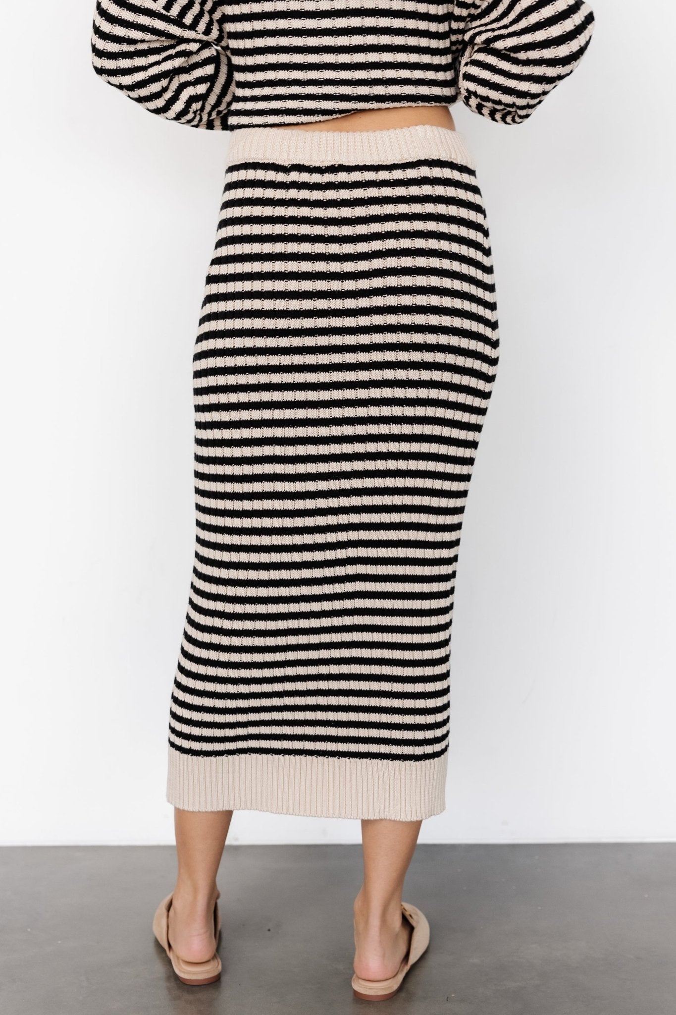 Justina Striped Knit Skirt | Black + Cream