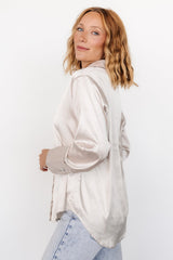 Kacey Satin Button Up Top | Champagne