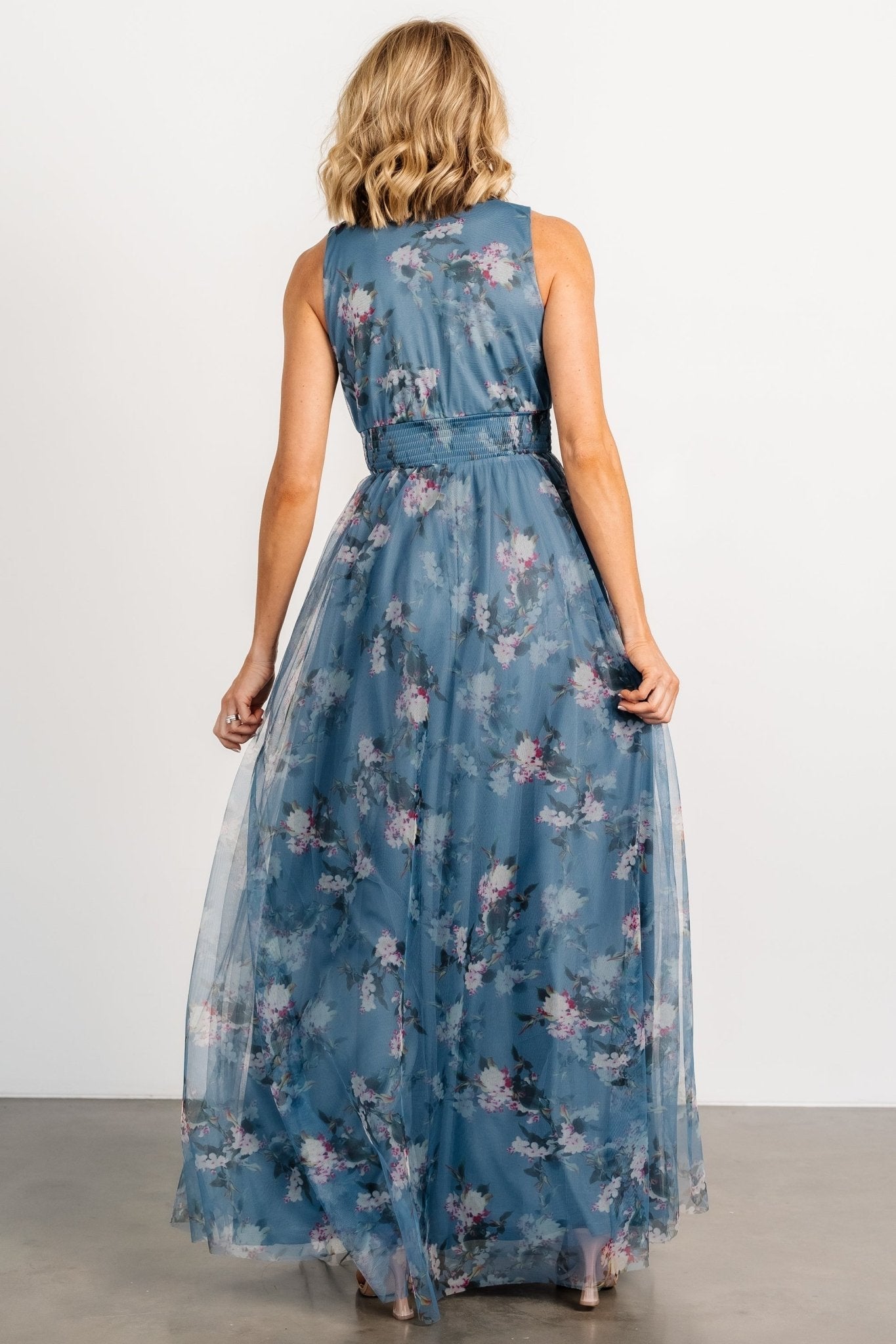 Kamila Tulle Maxi Dress | Blue Multi Floral