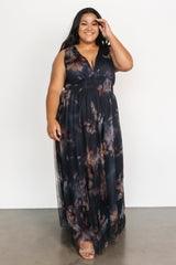 Kamila Tulle Maxi Dress | Dark Blue Floral