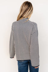 Kat Mock Neck Sweater | Navy Stripe