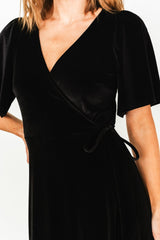 Katelyn Velvet Maxi Wrap Dress | Black