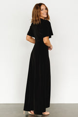 Katelyn Velvet Maxi Wrap Dress | Black