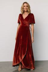 Katelyn Velvet Maxi Wrap Dress | Cinnamon