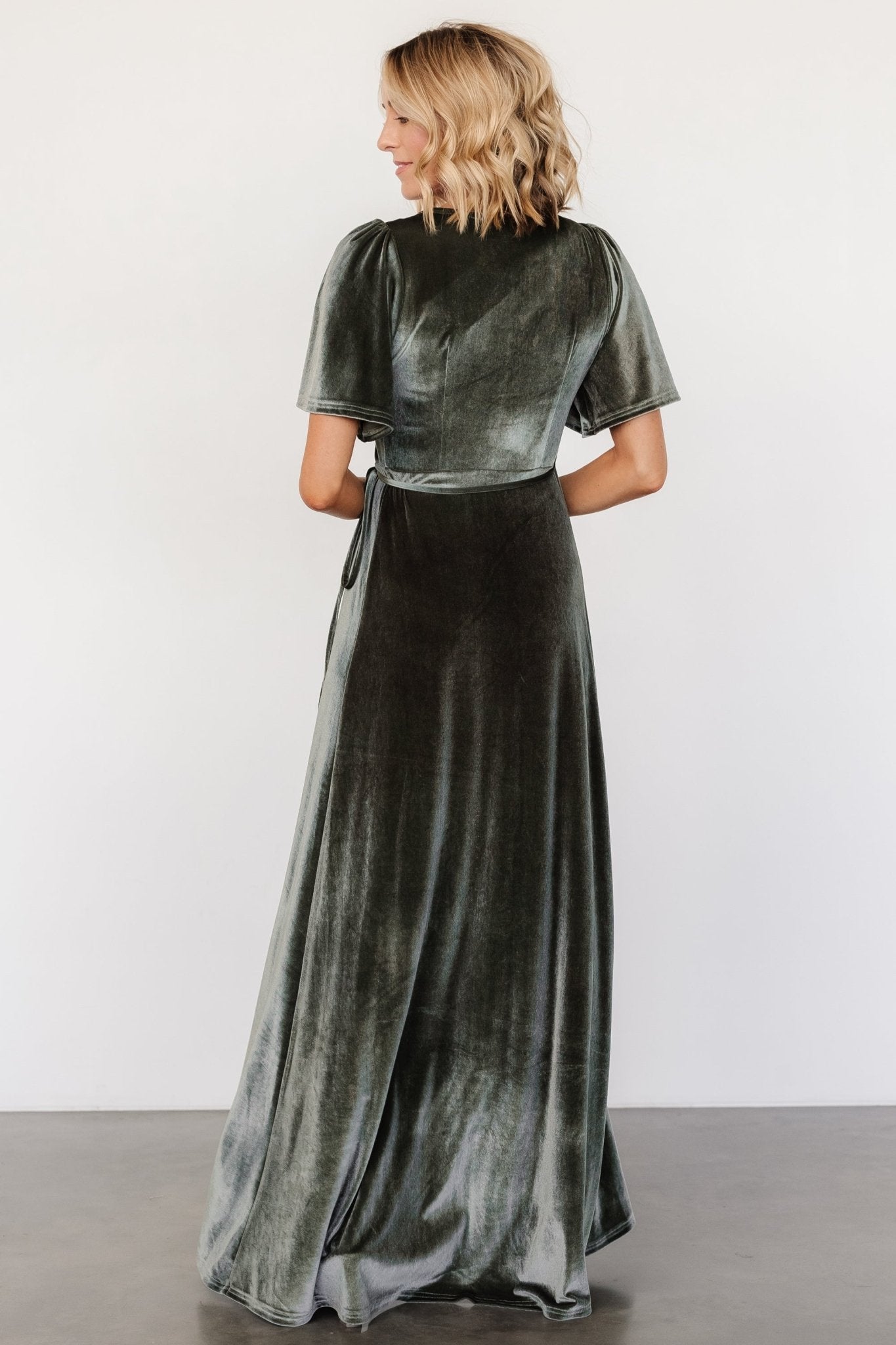 Katelyn Velvet Maxi Wrap Dress | Eucalyptus