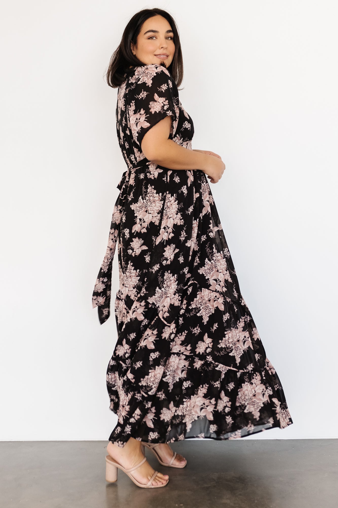 Katherine Maxi Dress | Black + Blush Floral
