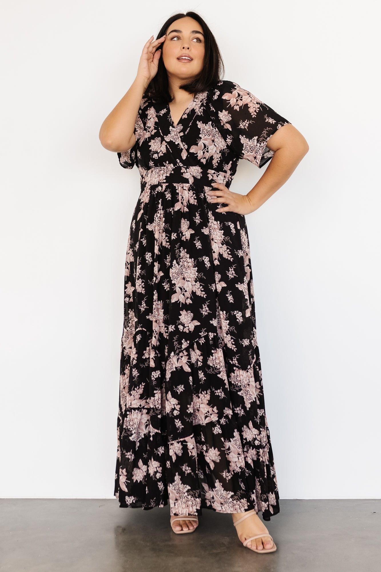 Katherine Maxi Dress | Black + Blush Floral