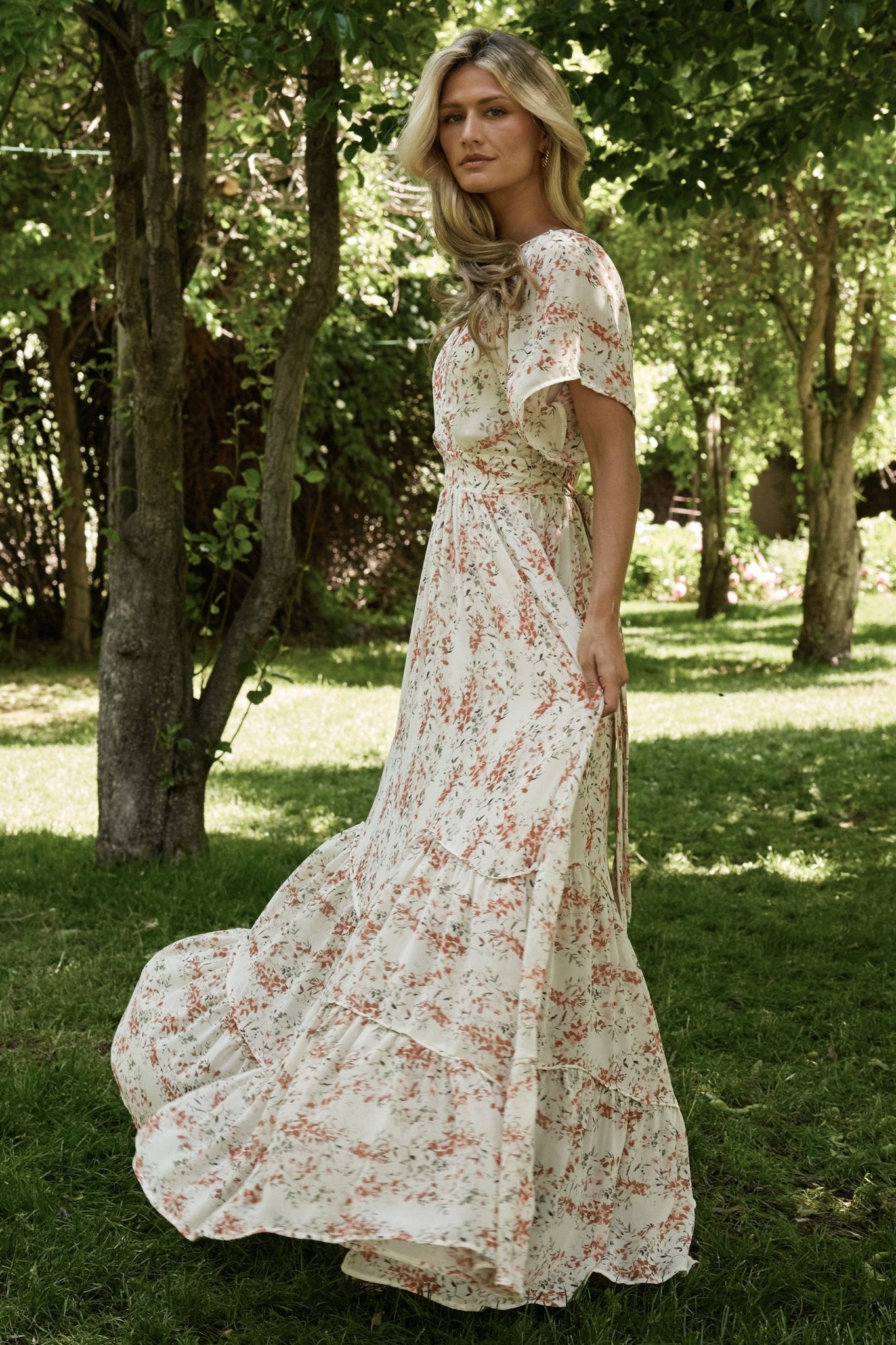Katherine Maxi Dress | Cream + Rust Floral