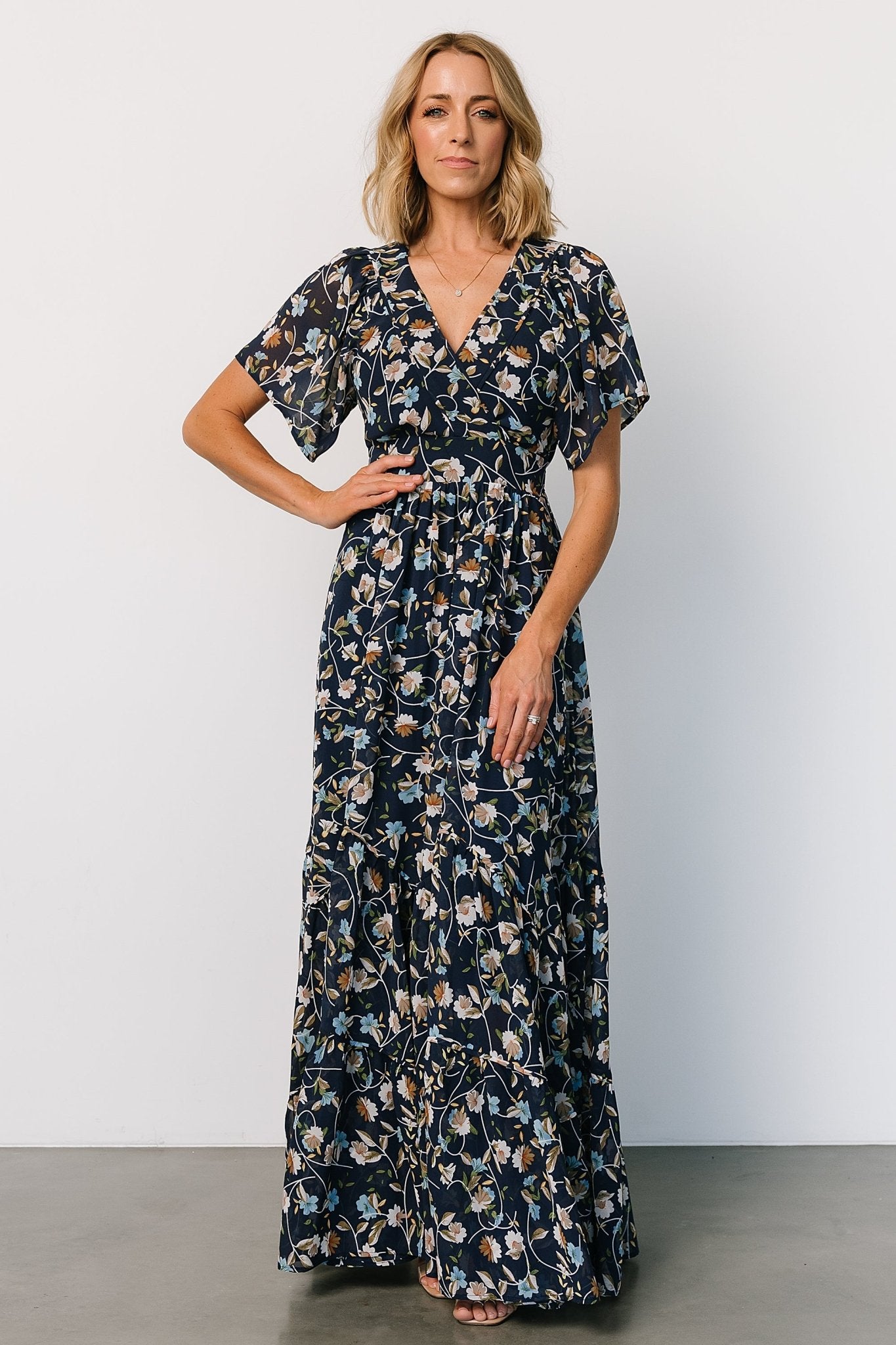 Katherine Maxi Dress | Dark Blue Floral