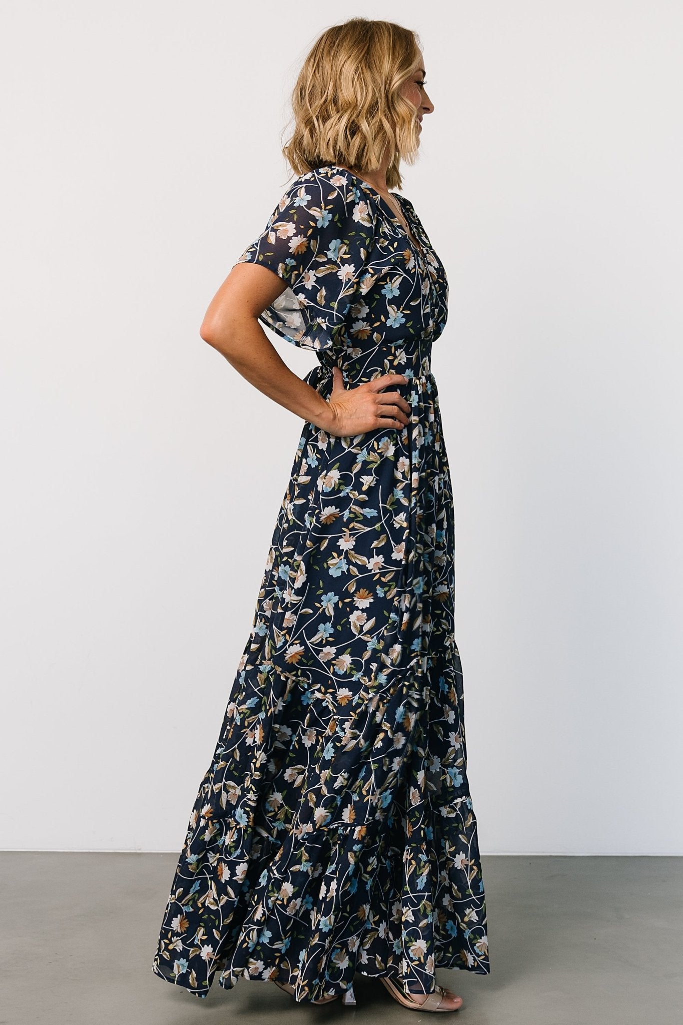 Katherine Maxi Dress | Dark Blue Floral