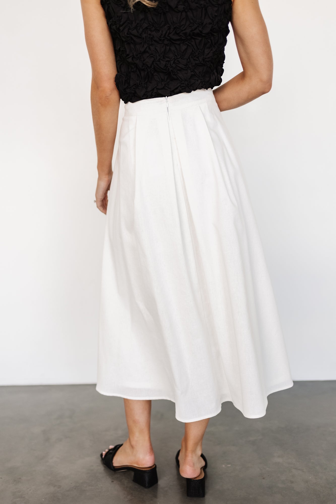 Katie Pleated Midi Skirt | Off White