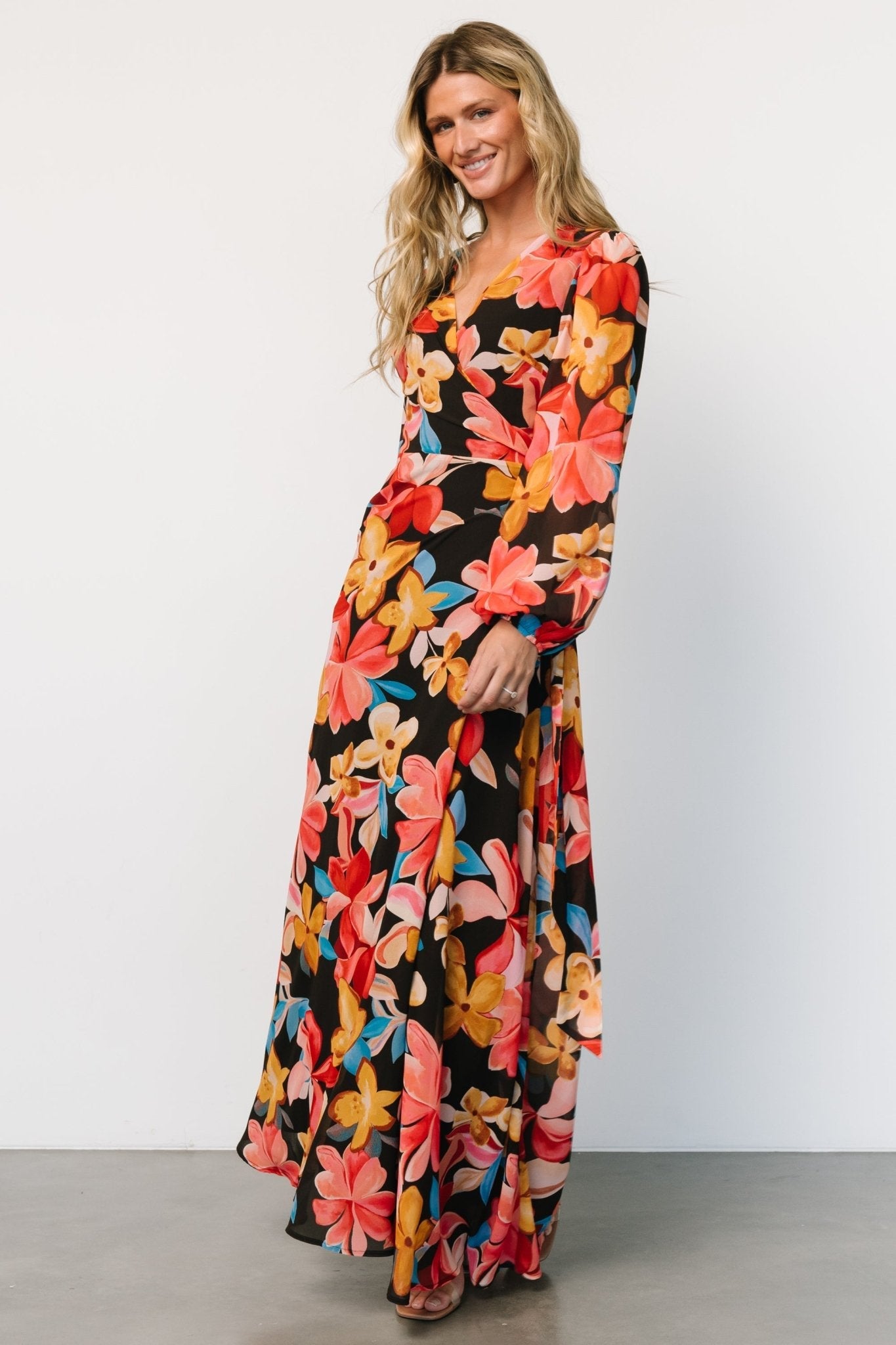 Katinka Wrap Maxi Dress | Tropical Night Floral