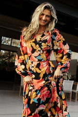 Katinka Wrap Maxi Dress | Tropical Night Floral