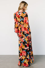 Katinka Wrap Maxi Dress | Tropical Night Floral