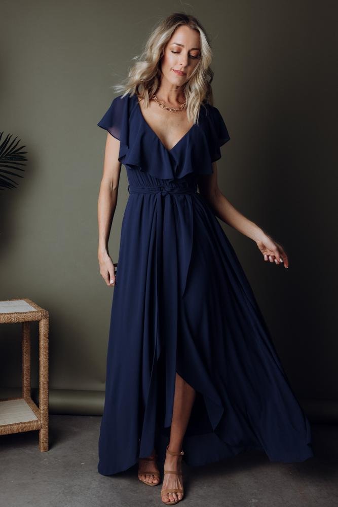 Katya Ruffle Maxi Dress | Navy