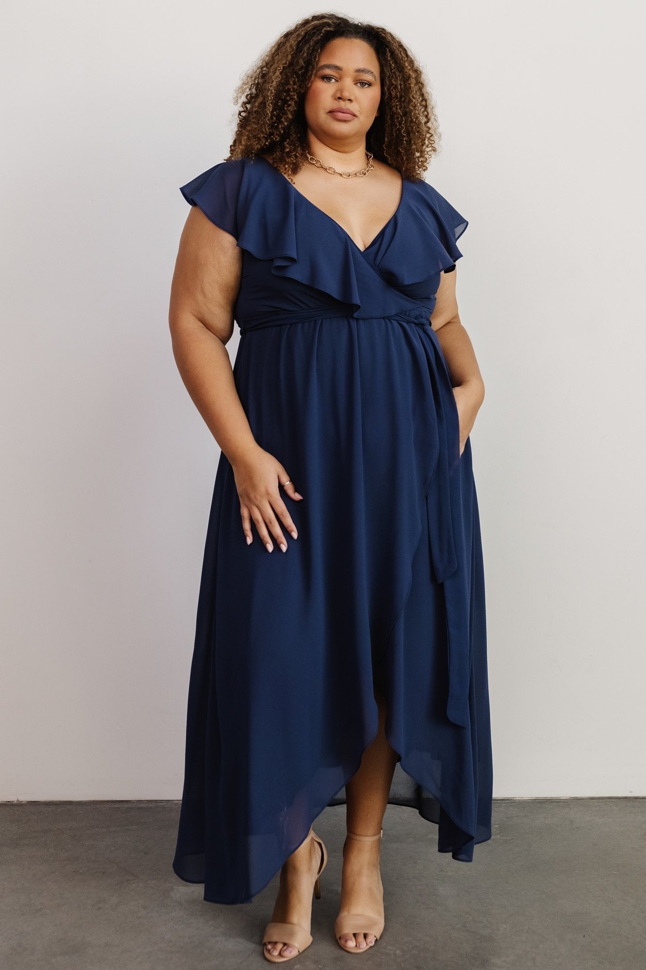 Katya Ruffle Maxi Dress | Navy