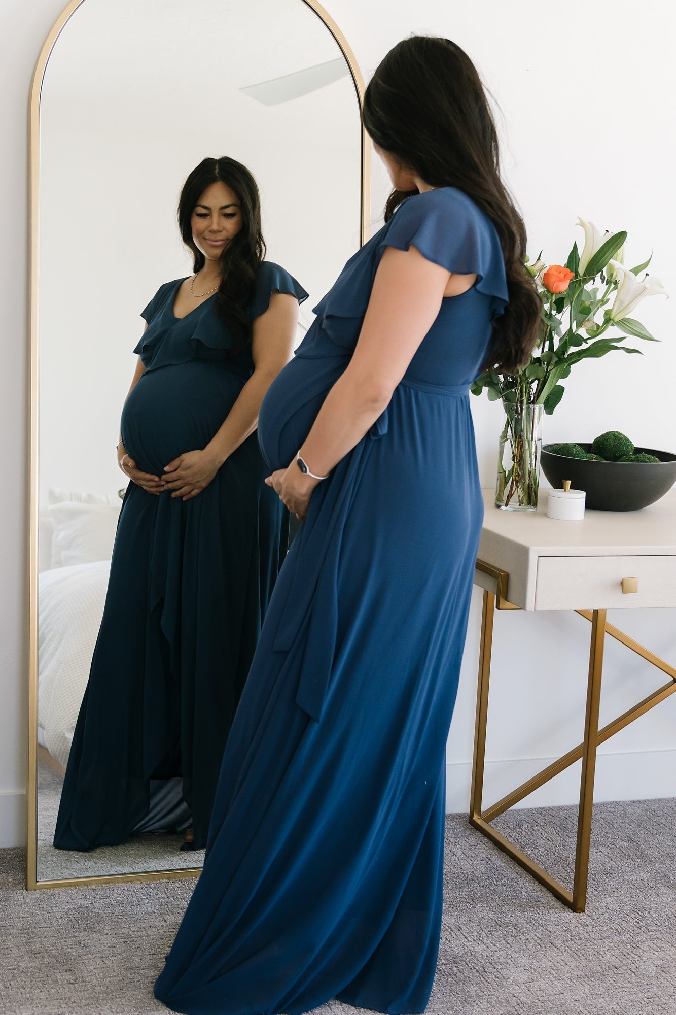 Katya Ruffle Maxi Dress | Navy