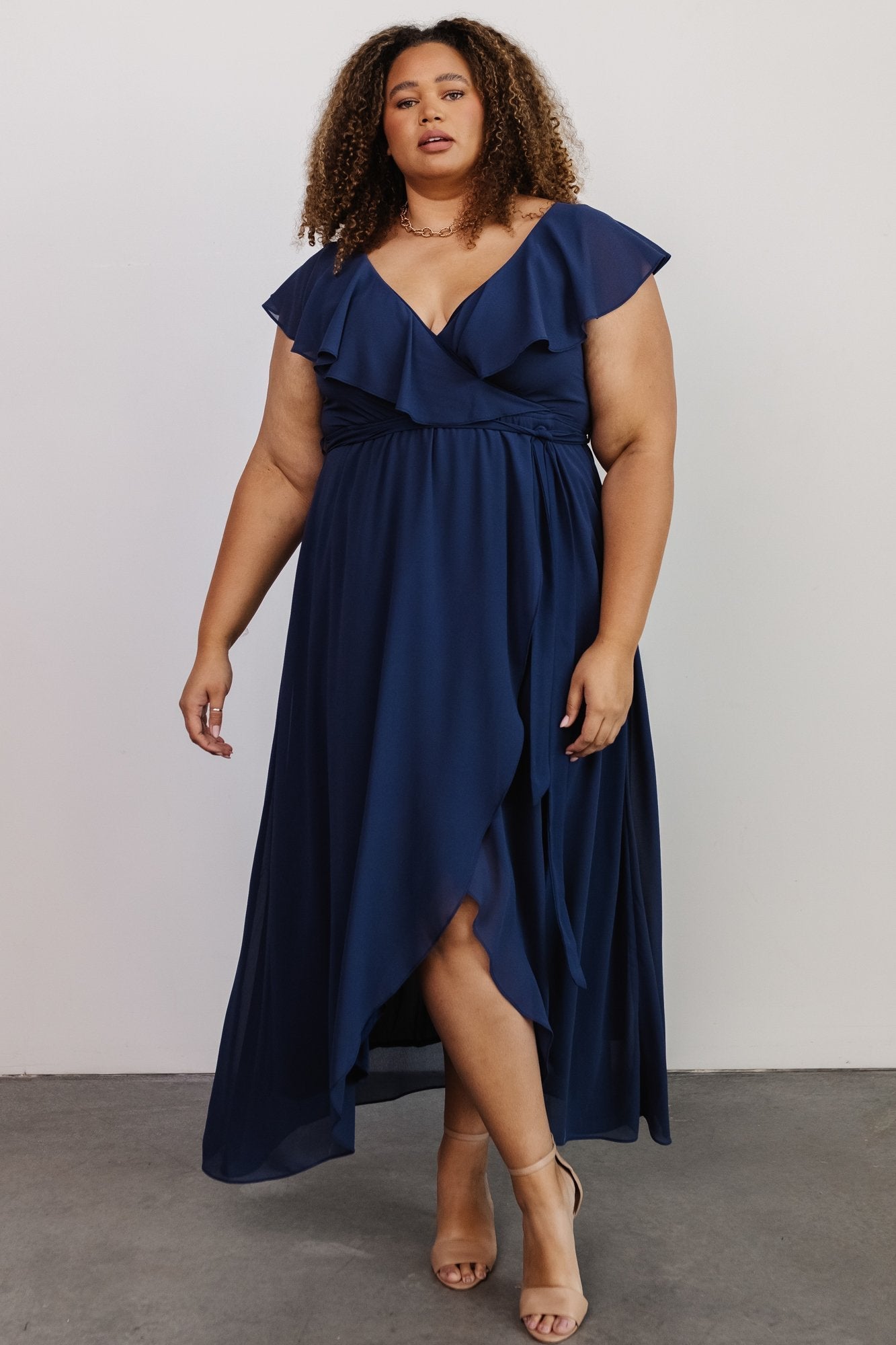 Katya Ruffle Maxi Dress | Navy