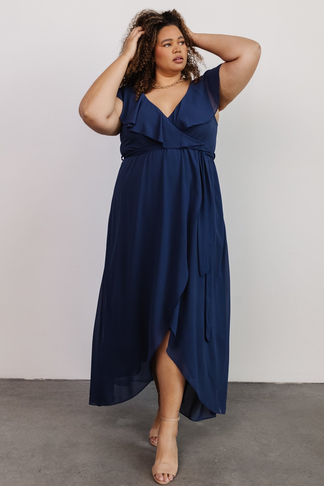Katya Ruffle Maxi Dress | Navy