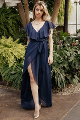 Katya Ruffle Maxi Dress | Navy