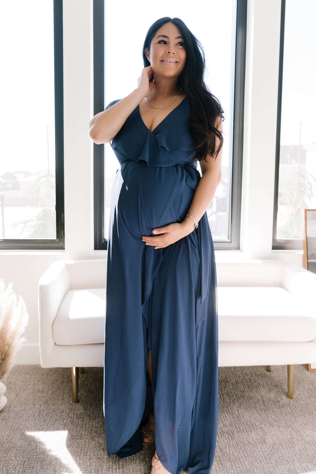 Katya Ruffle Maxi Dress | Navy