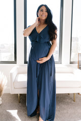 Katya Ruffle Maxi Dress | Navy