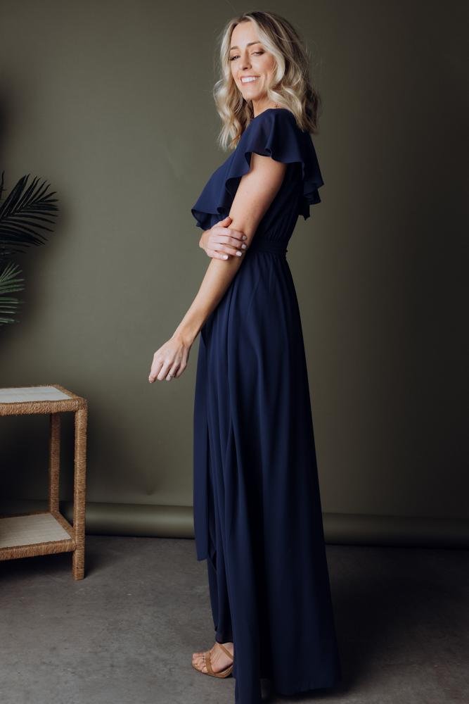 Katya Ruffle Maxi Dress | Navy