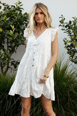 Kayla Button Up Short Dress | Off White