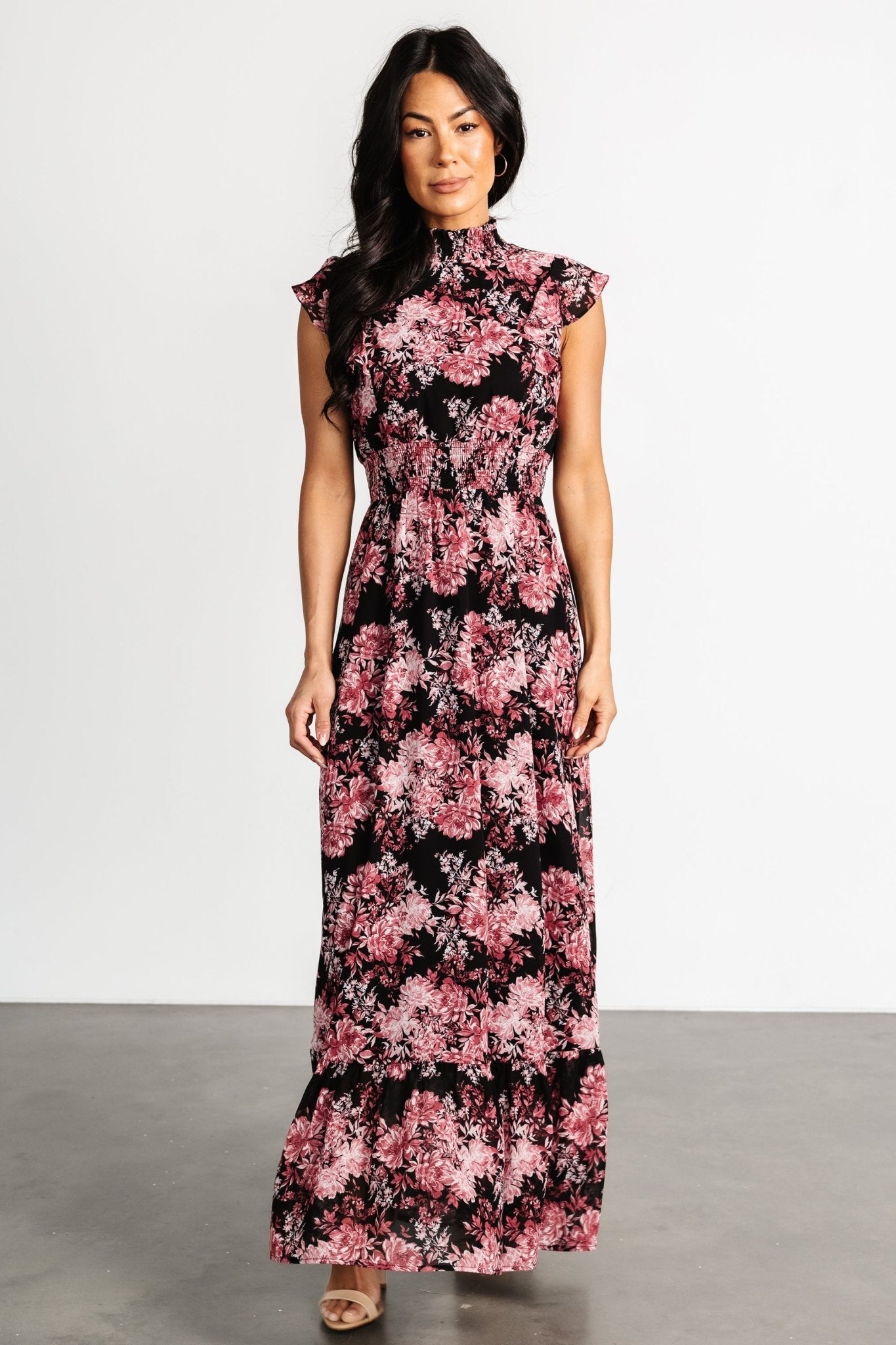 Kearny Ruffle Maxi Dress | Black + Mauve