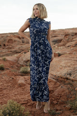 Kearny Ruffle Maxi Dress | Blue Floral