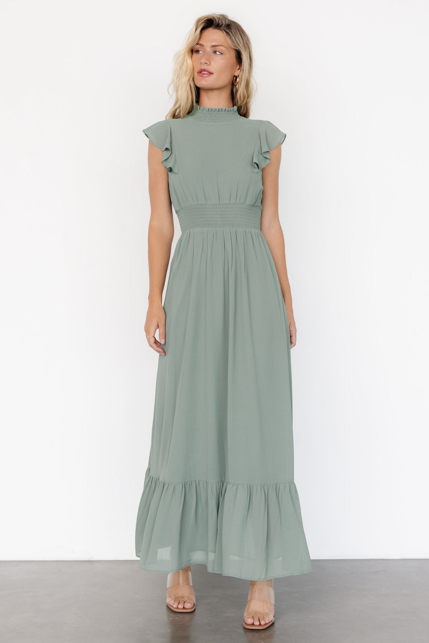 Kearny Ruffle Maxi Dress | Eucalyptus