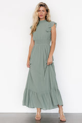 Kearny Ruffle Maxi Dress | Eucalyptus