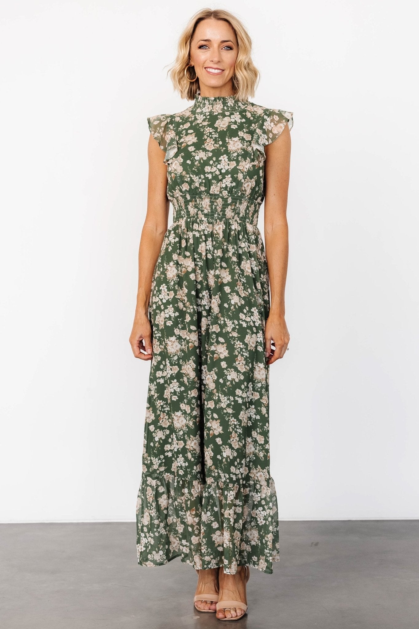 Kearny Ruffle Maxi Dress | Olive Floral