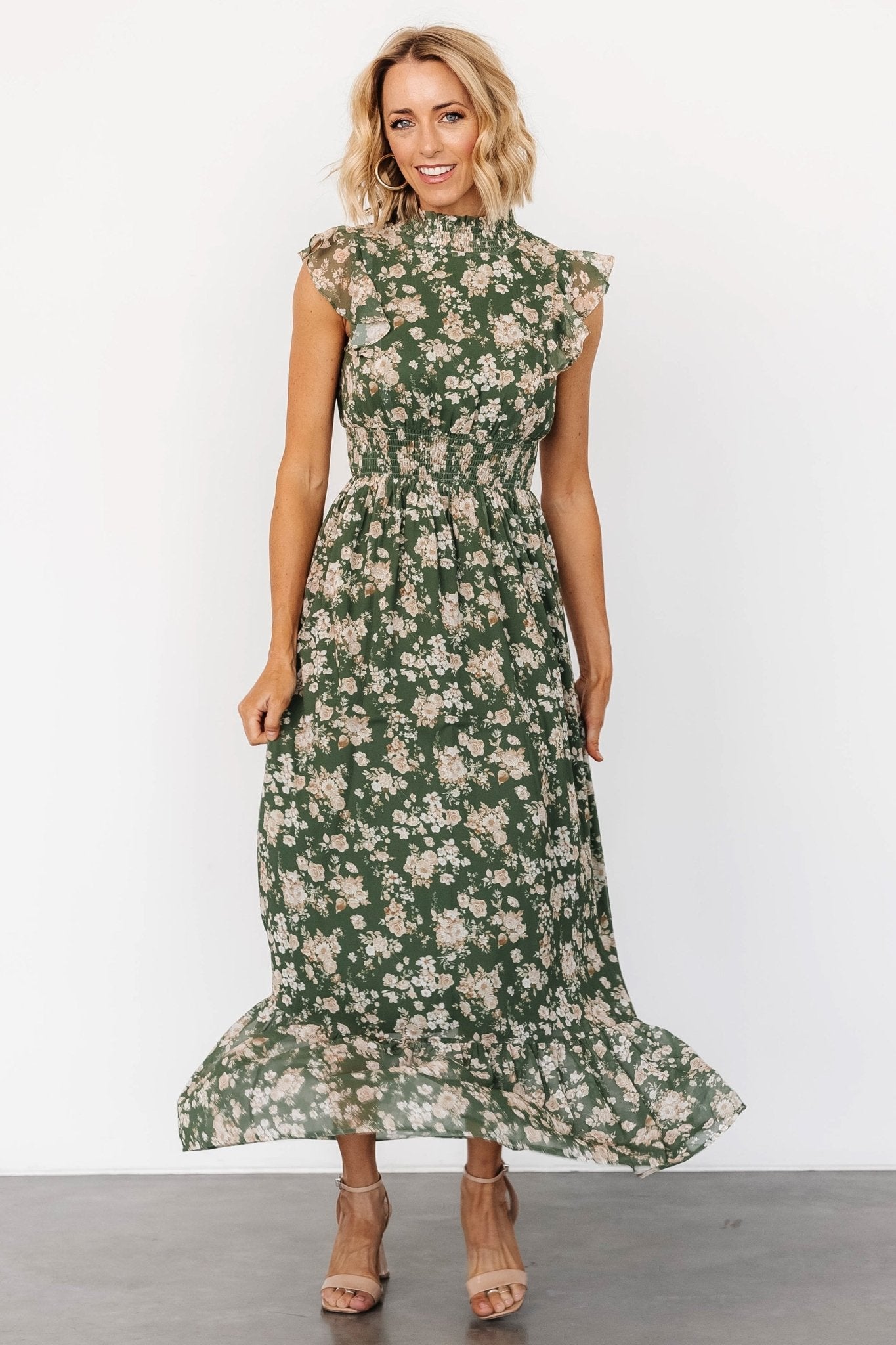 Kearny Ruffle Maxi Dress | Olive Floral