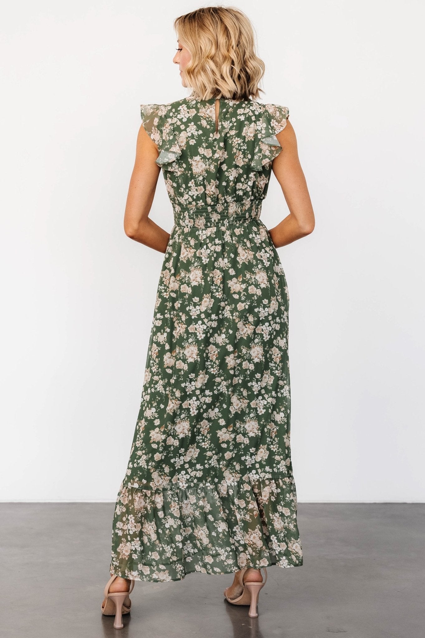 Kearny Ruffle Maxi Dress | Olive Floral