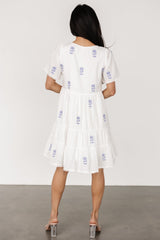 Keegan Short Dress | Ivory + Blue Floral