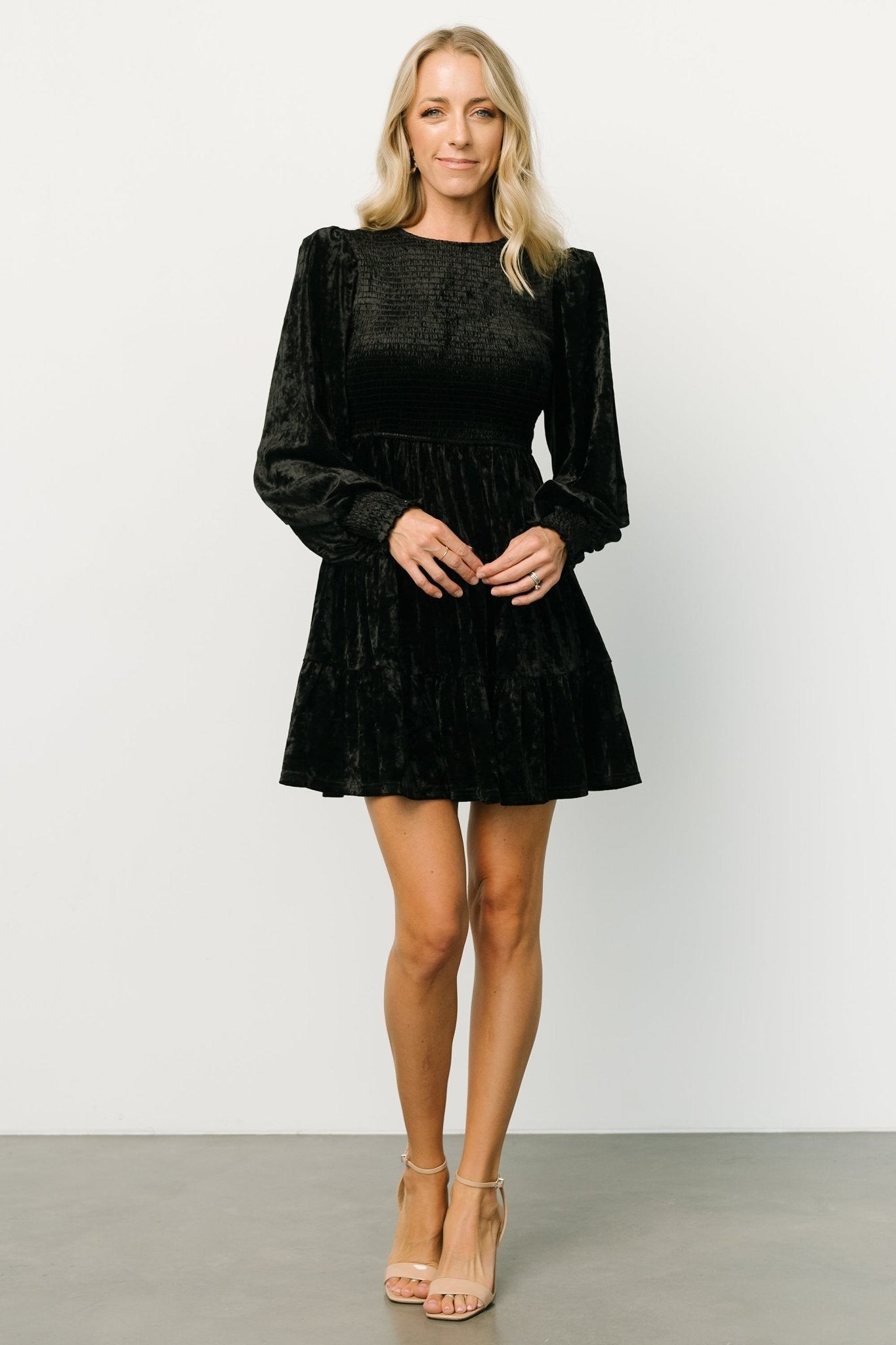 Kele Crushed Velvet Mini Dress | Black