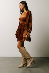 Kele Crushed Velvet Mini Dress | Light Copper