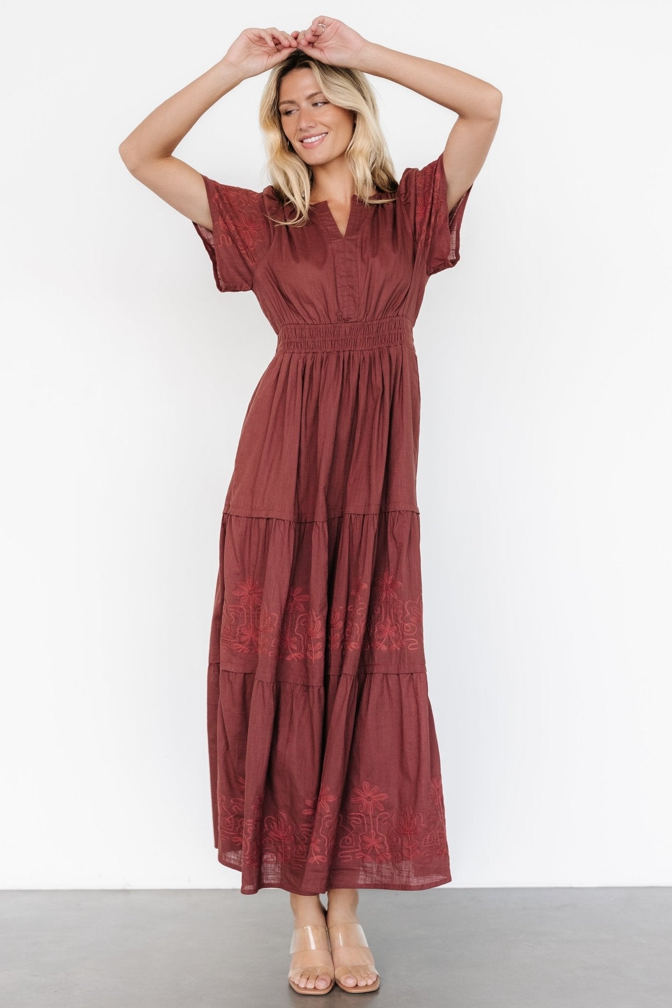 Kennedy Embroidered Maxi Dress | Marsala