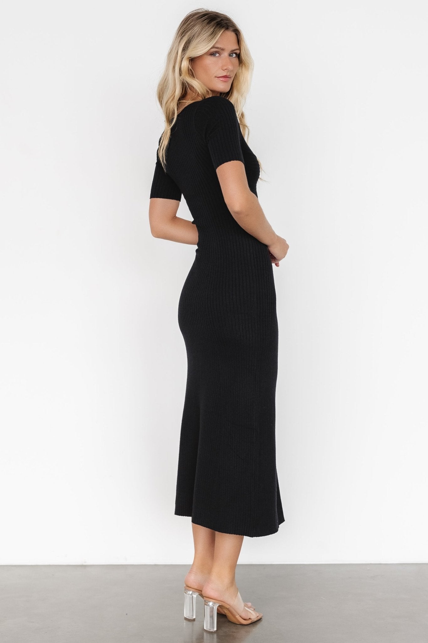 Keren Ribbed Maxi Dress | Black