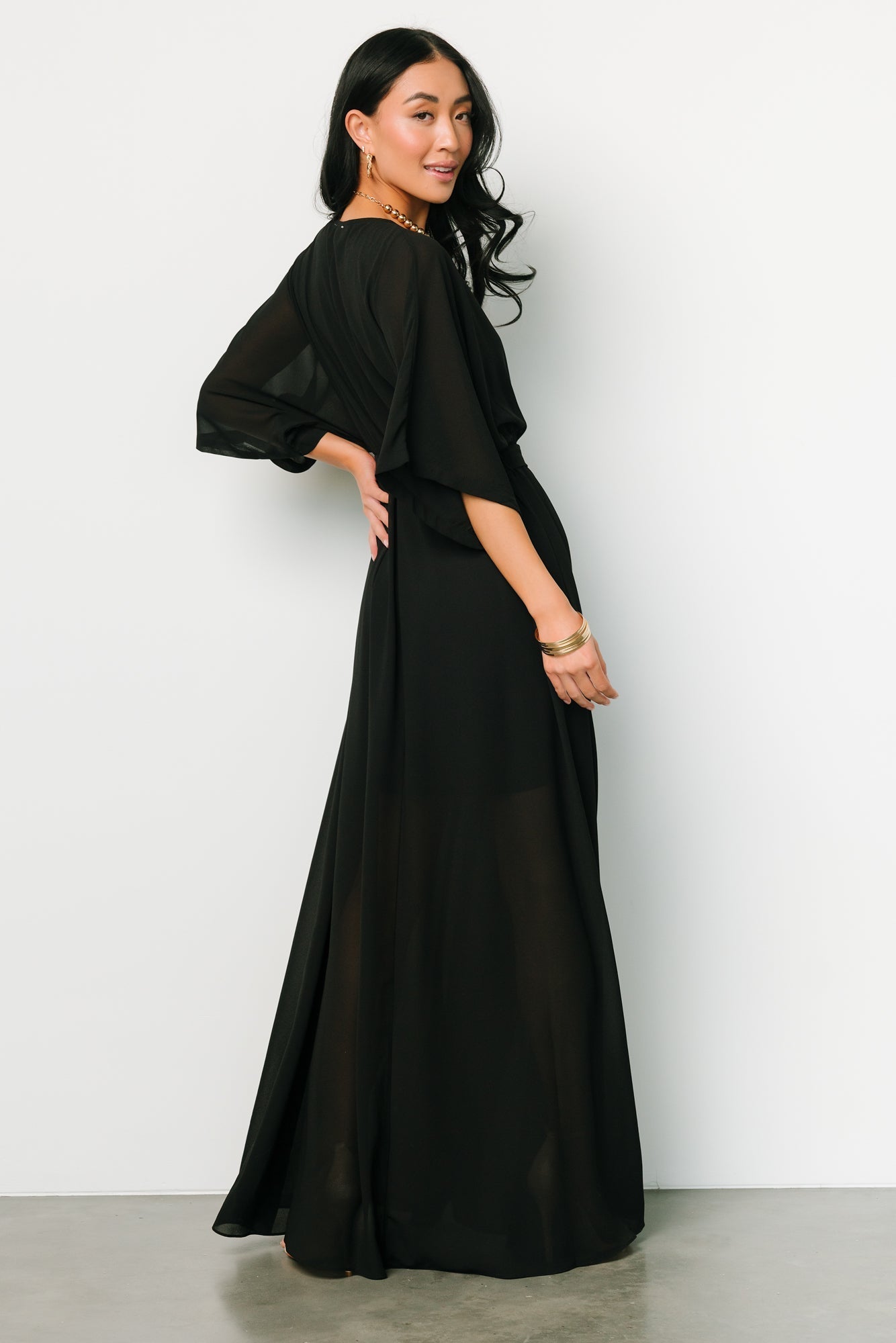 Kia Kimono Maxi Dress | Black